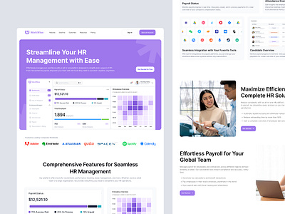 WorkWise - HR Landing Page clean dashboard design hr human resource landing page saas ui design web design website