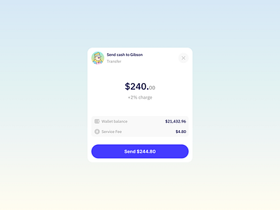 Confirmation Modal app design clean ui design exploration fintech modal send cash ui ux