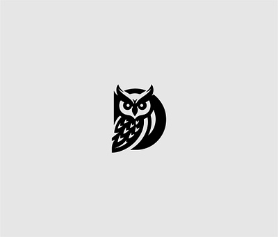 Abstract Logo initial D and Owl silhouette