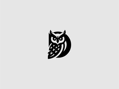 Abstract Logo initial D and Owl silhouette