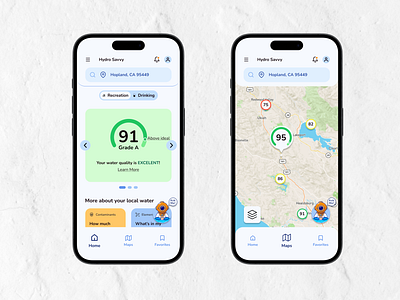 Hydro Savvy – Your Gateway to Real-Time Water Quality Insights app design design minimalist design mobile app shot ui ui design