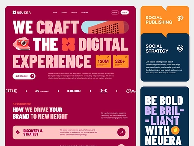 Neuera : Digital Agency - Landing Page Website animation big type bold branding design design agency digital agency graphic design homepage landing page landingpage marketing agency motion graphics ui ui ux ux visual branding web design website website design