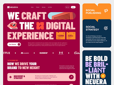 Neuera : Digital Agency - Landing Page Website animation big type bold branding design design agency digital agency graphic design homepage landing page landingpage marketing agency motion graphics ui ui ux ux visual branding web design website website design