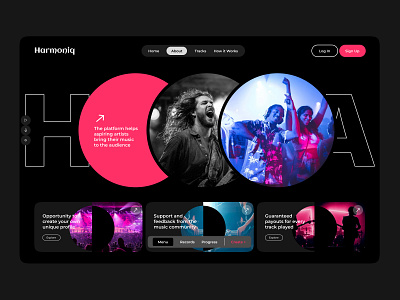 Harmoniq-Music Community Landing page branding graphic design ui