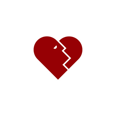 Broken Heart Man Logo Symbol broken heart head heart icon logo love man men negative space pictorial mark