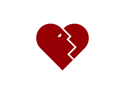 Broken Heart Man Logo Symbol broken heart head heart icon logo love man men negative space pictorial mark