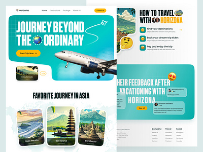 HORIZONA - Travel Landing Page agency airline clean design interface landing page travel travel agency ui uidesign uiux ux uxdesign web design