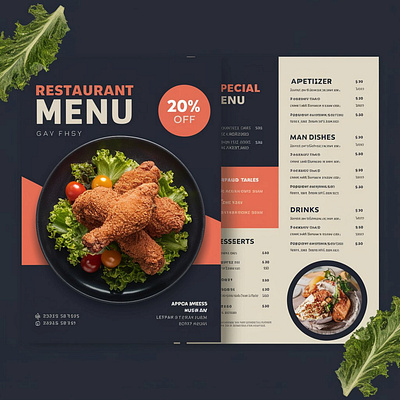 Menu restaurant with chicken vegetables design foodmenue graphic design menu restaurant menu design