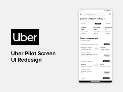 Uber Pilot UI Redesign design challenge figma product design ui ux