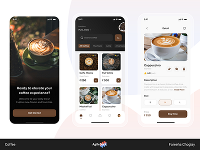 Coffee Ordering App Design agiledock agiledock services agiledock web app development app design coffee delivery design services digital solutions find your brew mobile app design search coffee ui design ui ux ui ux design ux design web app design