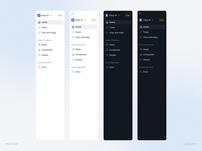 Klipy - Navigation clean crm menu minimal minimalistic navigation sidebar sidenav simple crm ui