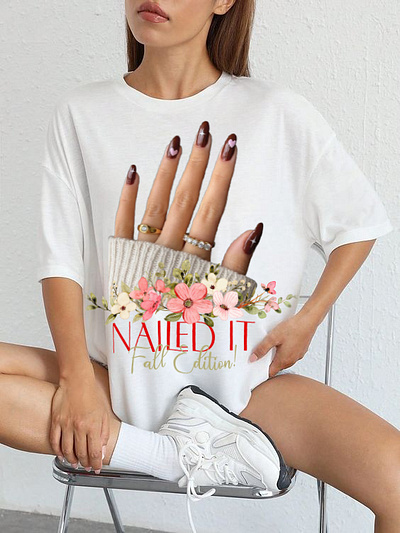 Fall nails Tshirt Design for women's cute tshirt design falling girls mordan tshirt design