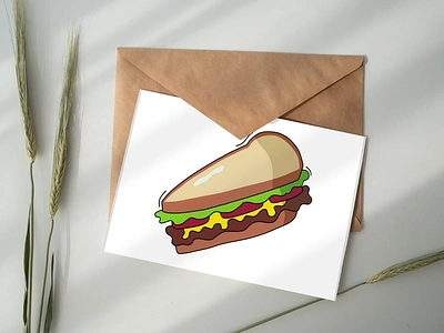 Cartoon Sandwich with Lettuce and Meat Filling bread digital art digital drawing food foods illustration sandwich sandwichs vector vector art vector drawing vector illustration