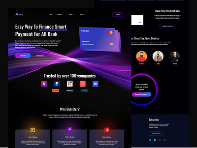 Fintech Landing Page banking banking website blue business card finance finance saas finance website financial platform fintach glow management w mobile app payment service product design saas ui wallet widget