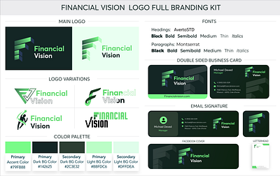 Financial Vision branding business card color palette graphic design logo