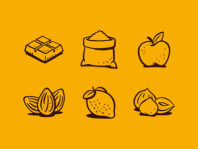 Hand-drawn ingredient icons art bakery cakes draw flour fruit hand draw icon icon design icon set icon ui icons design iconset illustration illustrator ingredient sweets vector vector art vector illustration