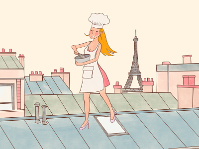 Paris Illustration - La Toque Parisienne brand illustration chef cooking eiffel tower illustration montmartre my little paris paris paris illustration paris illustrations pastry patisserie tour eiffel