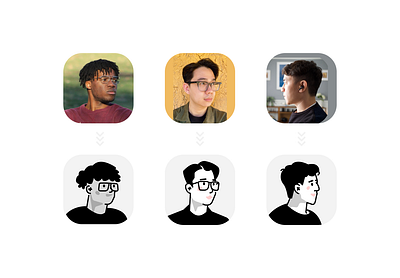 Custom made avatars avatars eyeglasses face illustration minimal ui