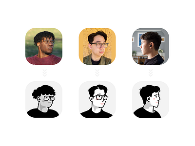 Custom made avatars avatars eyeglasses face illustration minimal ui