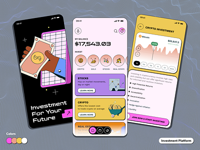 Best Investment Services App Design - Main Screens app design application auto investing blockchain app branding crypto investment app finance app fintech fintech app invest smart investment app investment mobile app investor manage money mobile app design mobile ui mobile ux money app stock market ui