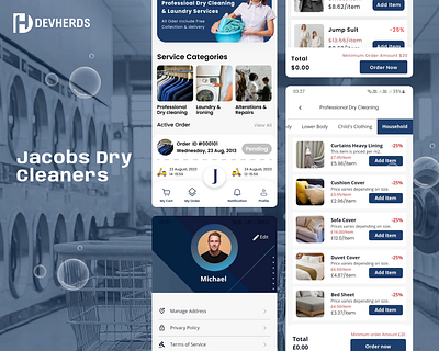 Jacobs Dry Cleaners Application app development appdevelopment cleaning dry clean dry cleaning drycleanservice uiux washing washingcloths