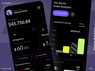 Mobile Banking App adom app app design app ui bank app banking app design finance app mobile banking app ui ux