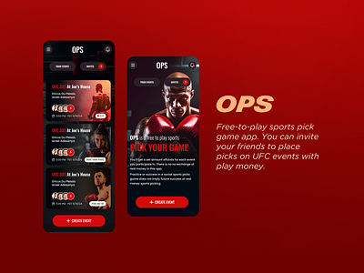 The mobile App "OPS" has been designed by Ansysoft adobe iillustrator adobe photoshop free to play friends invite mobile app money pick game app sports ufc