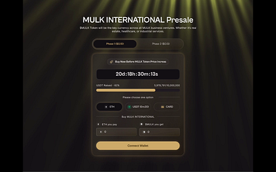 Crypto Currency Presale Counter animated ui animation crypto crypto ui cryptocurrency landing page motion graphics mulk phase 1 phase one pre sale presale presale offer presale section tokenomics ui usdt ux design ux ui wallet