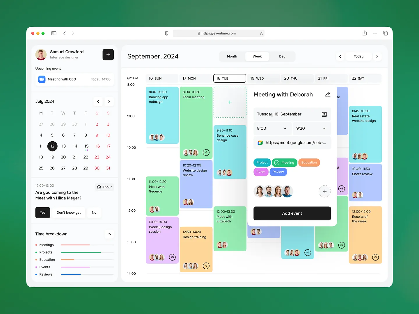 Modern Calendar View Design for Enhanced Productivity