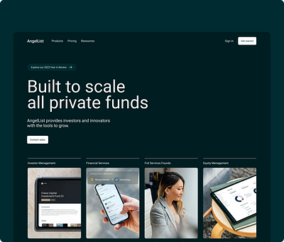 AngelList - Investment Website design digital bangking fintech investement landing page ui