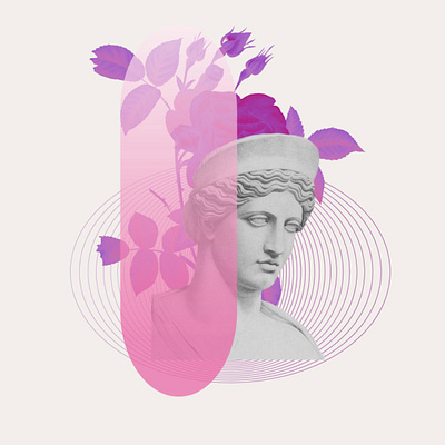 Goddess Hera | Feminine digital collage antique art collage digital floral flowers goddess head hera leaves mystic mythology sculpture woman