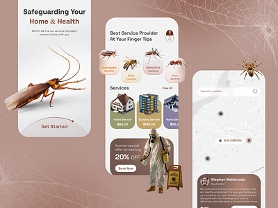 Pest Control Mobile App Design Idea app design best app bugs health insect insect free living interface mobile mobile app mobile app design mobile design pest control pest control app pest management pests safe service ui uiux ux