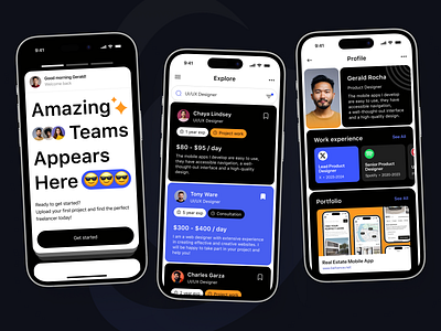 Freelance Marketplace App app app design app interfaces best app design design filter ui mobile mobile app design mobile app ui mobile ui mobile ui design mobile ux modern ui profile ui search bar ui ui design ui ux design ux
