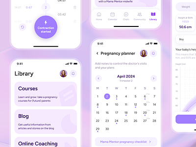 Pregnancy Mobile App Design app baby tracker branding design mobile mobile app pregnancy pregnancy app ui ui ux ux