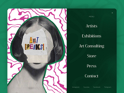 Menu Page, Art Gallery Exhibition, Website Design, UI UX Design art art gallery art museum art website artists contact digital art exhibition gallery menu page navigation painting ui ui design ui ux ui ux design ux ux design web design website design