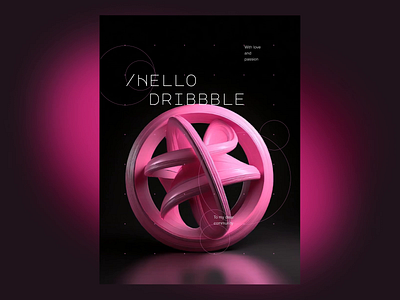 Hello dribbble! 3D Motion Poster 3d animation design graphic logo logotype motion poster symbol