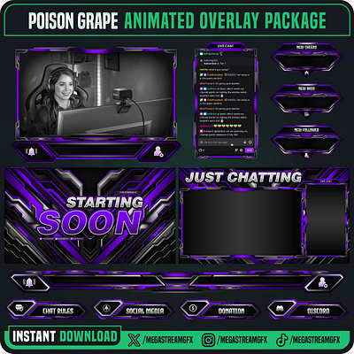 Purple Vibes Overlay - Clean Overlay | Stream Overlays Package purple theme panel