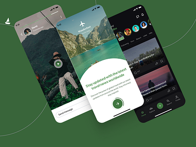 Travel News App Design 3d animation app design branding design screen graphic design logo motion graphics travel travelblog travelnews ui uiux ux webdesign