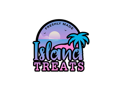 ISLAND TREATS - Custom Logo adobr art beach branding creative logo custom logo design designing graphic graphic design island logo logo design plam tree professional logo sidlogodesign sunset typography water