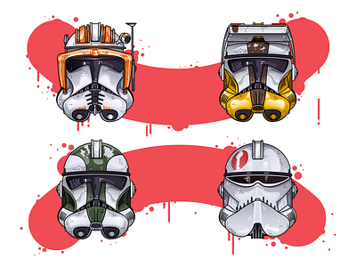 Clone Commanders bly character clone clone commander cody dark side darth vader gree helmet illustration jedi joda line mask neyo space fantasy star wars star wars universe vector