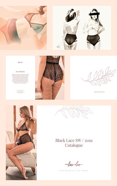 Lena-Lena brand branding delicate female femine handmade identity lace lingerie logo nature panties pastel sensual soft visual identity