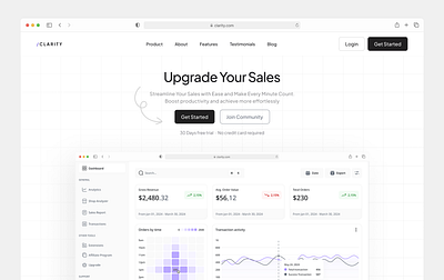 Clarity: SaaS Landing Page branding clean daily ui dashboard graphic design landing page minimal saas saas landing page sales sign up trending ui ui ui design ux design web design website