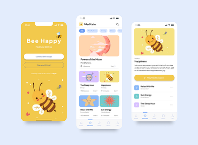 Meditation app designs app design branding creative design happiness illustration meditation mental health mindfulness mobile design ui uidesign user experience uxdesign webdesign wellness