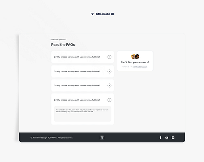 FAQ and Footer Section for Agency Websites - TitledLabs UI branding design graphic design illustration logo product product design typography ui uidesign