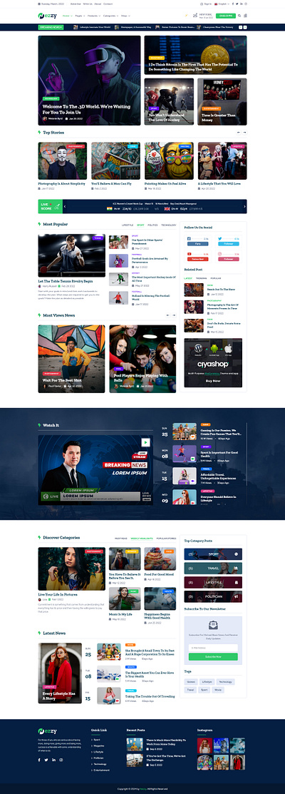 Nezzy - News and Magazine HTML Template blog breaking news editorial game news health news live news newspaper photography politics news review social news sport news tech news woo commerce