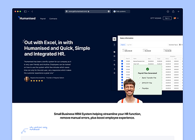 Designing a Humanised SaaS Product Website branding corporate website hr human resource illustrator landing page minimalist payroll price section professional services ui website