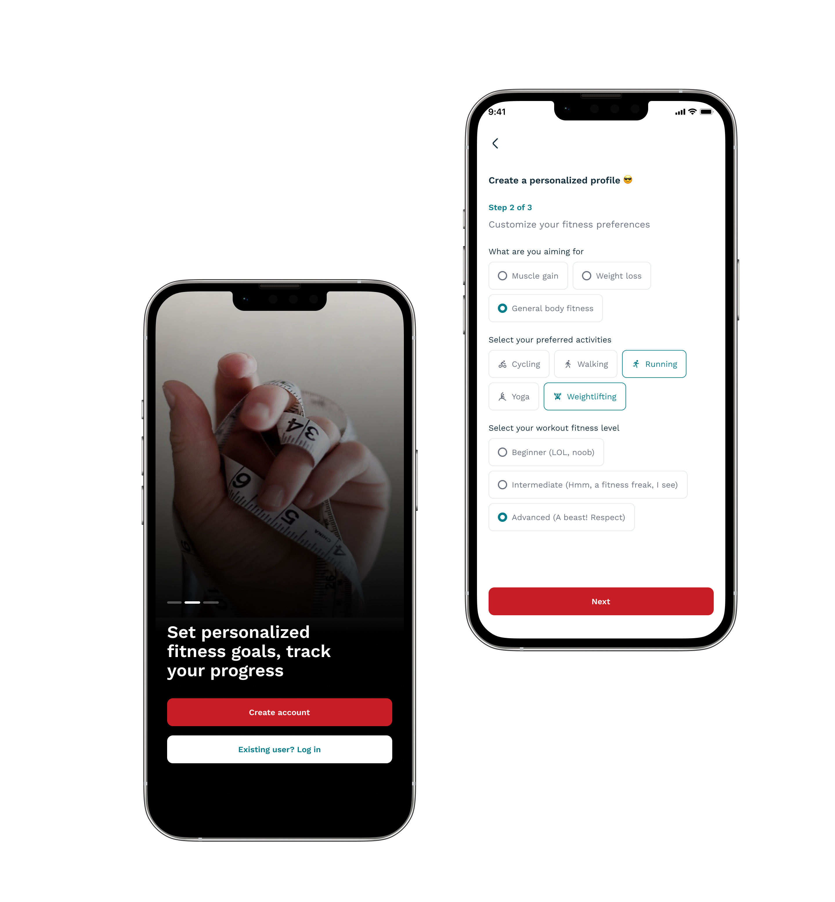 Onboarding flow for a Fitness mobile application mobile app ui ux