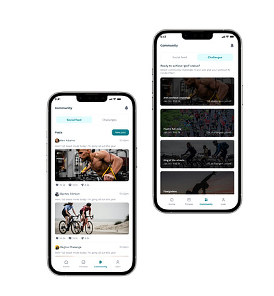 Fitness App Social feed/Community mobile app ui ux