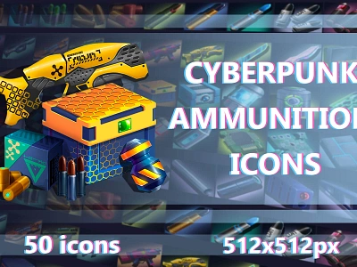 Cyberpunk Ammunition Game Icons 2d art asset assets craftpix cyberpunk element future futuristic game game assets gamedev icon icone icons indie pack sci fi scifi sifi