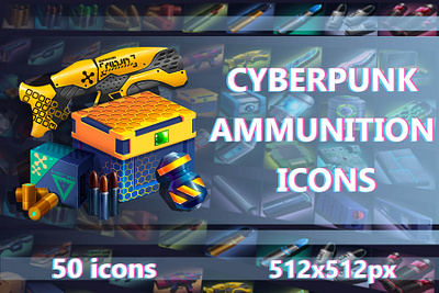 Cyberpunk Ammunition Game Icons 2d art asset assets craftpix cyberpunk element future futuristic game game assets gamedev icon icone icons indie pack sci fi scifi sifi